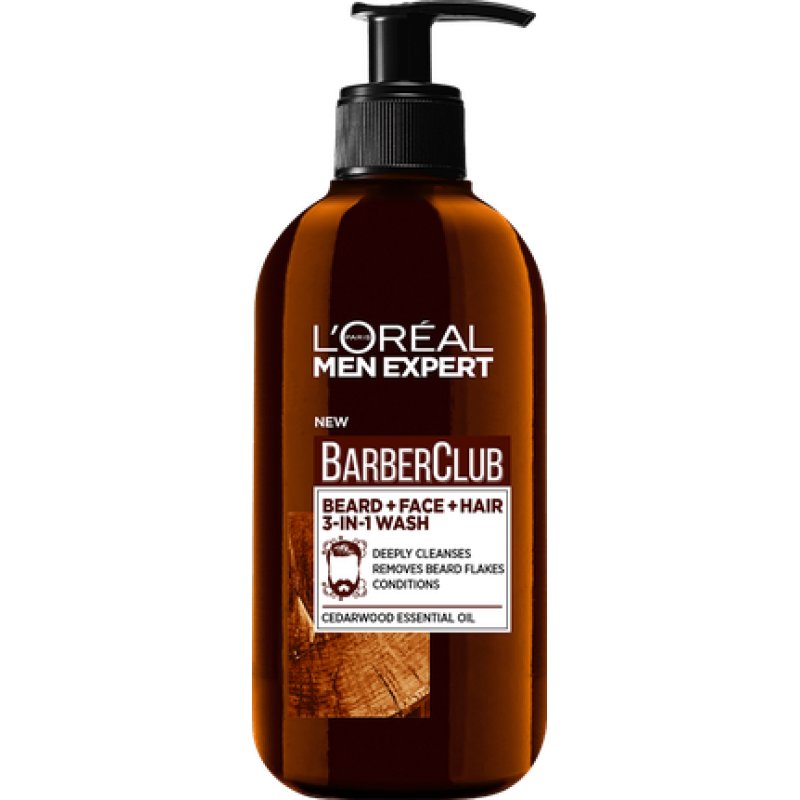 LOREAL Barber Club Beard Face Hair Wash 3in1 with Cedarwood Oil 250ml