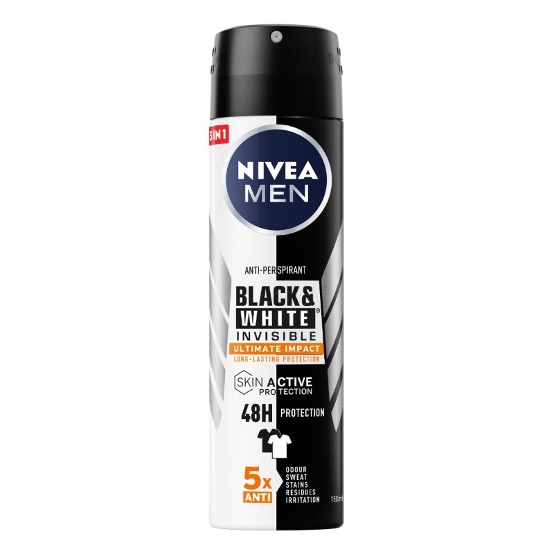 NIVEA Black & White Invisible Ultimate Impact Spray Hommes Déodorant spray 150 ml 1 pièce(s)