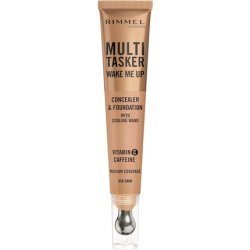 Multi-Tasker Wake Me Up Foundation & Concealer 050 Sand Depuffs Brightens Dark Circles Metallic Cooling Applicator