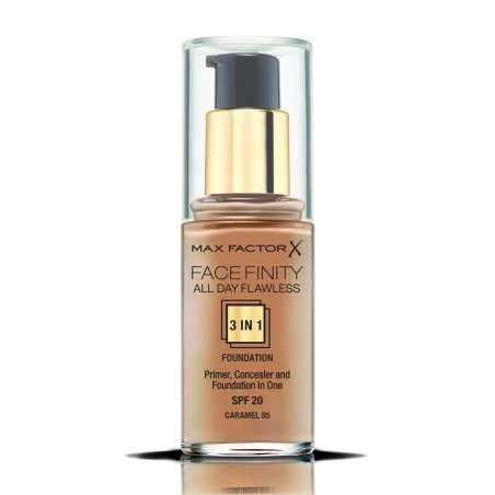Max Factor Facefinity 3-in-1 All Day Flawless Liquid Foundation SPF 20 85 Caramel 30ml