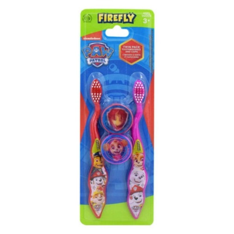 Firefly Nickelodeon Paw Patrol Double Pack Toothbrushes & Caps - NEW & SEALED UK