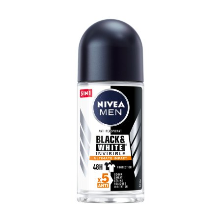 NIVEA BLACK & WHITE INVISIBLE ULTIMATE IMPACT Unisexe Déodorant roll-on 50 ml 1 pièce(s)