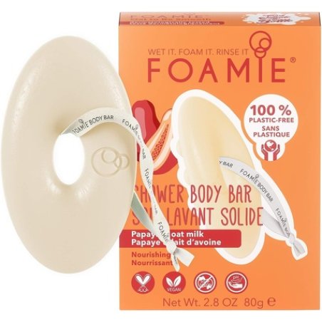FOAMIE Shower Body Wash Bar Papaya & Oat Milk 100% Vegan and Cruelty Free