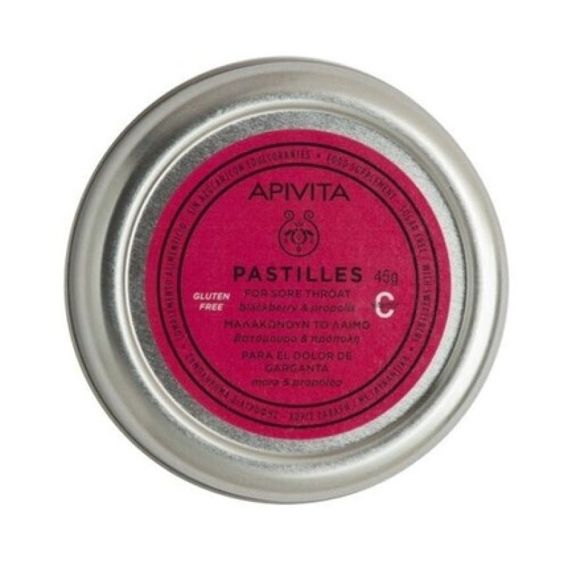 Apivita Blackberry & Propolis Pastilles for Sore Throat 45g