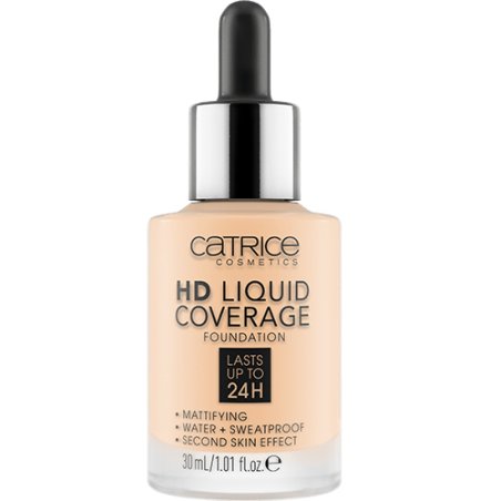 CATRICE Fond de teint HD Liquid Coverage, 002 Porcelain Beige, 30 ml