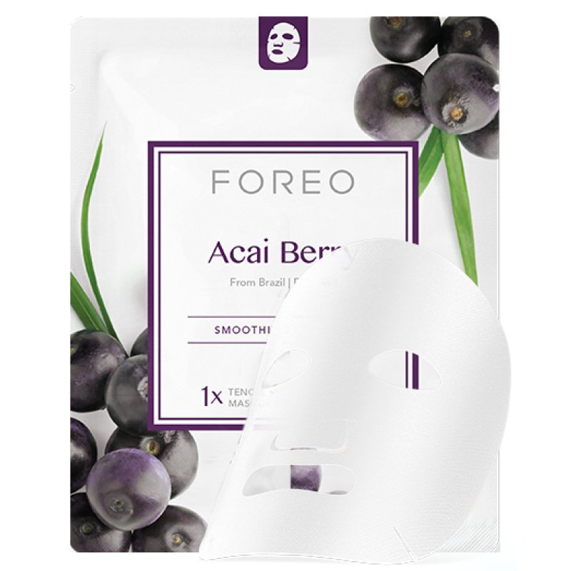 FOREO Acai Berry Firming Sheet Mask for Dry and Aging Skin 3 Pack - Hydrating Antioxidant Restoring Clean Formula