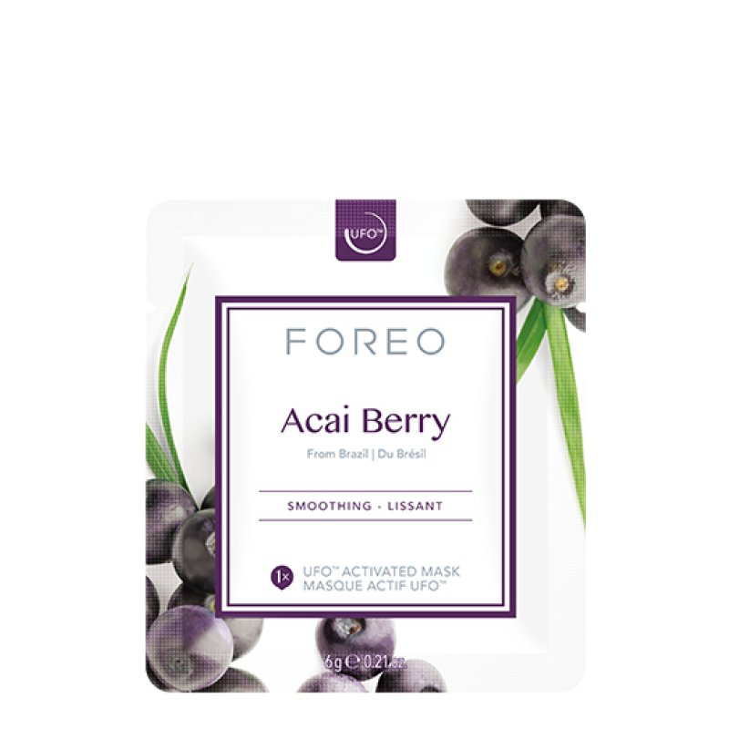 FOREO Acai Berry UFO Activated Face Mask for Dry and Aging Skin 3-Pack Antioxidant and Plumping Acai Berry and Shea