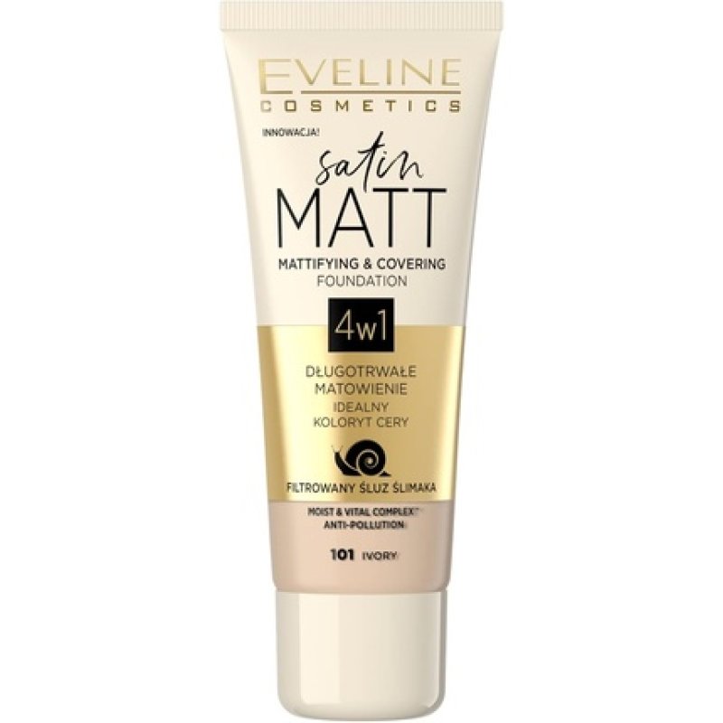 Eveline Cosmetics Satin Matt Matting Satin Matt Opaque Face Primer 30ml No.101 Ivory 1 count