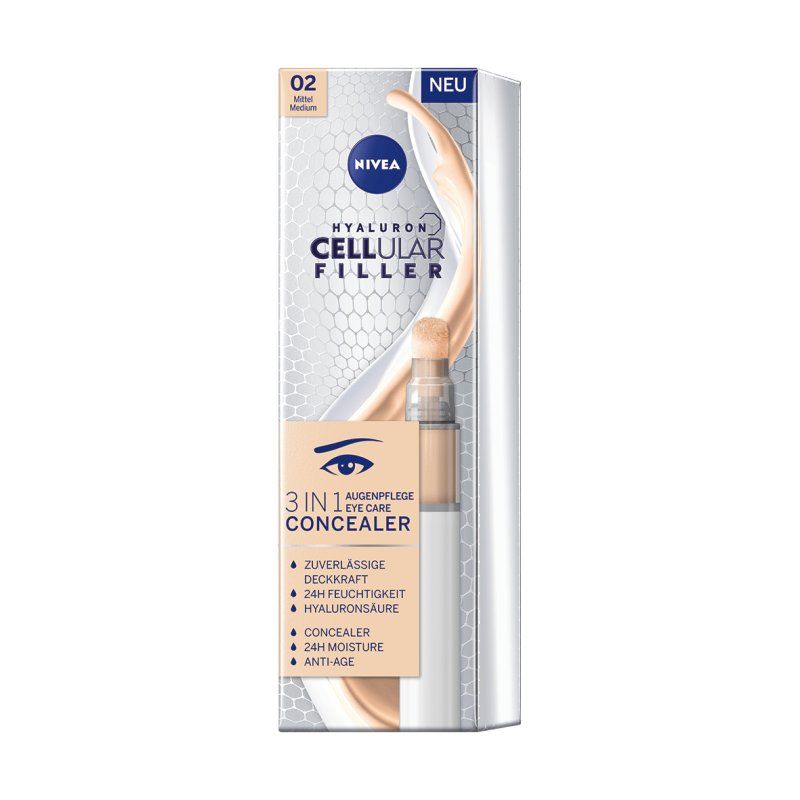 Nivea Hyaluron Cellular Filler 3IN1 Eye Care Concealer Medium 4ml