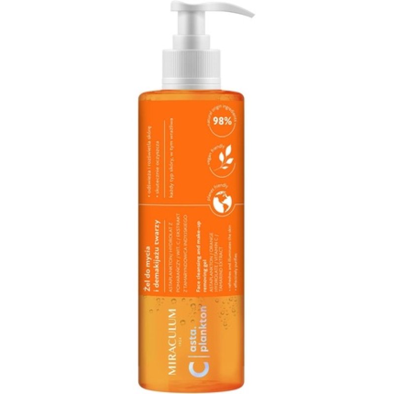 Miraculum 200ml Cleansing Gel and Face Structure with Vitamin C Refreshing Light Purifies 98% Natural with Hydrolate