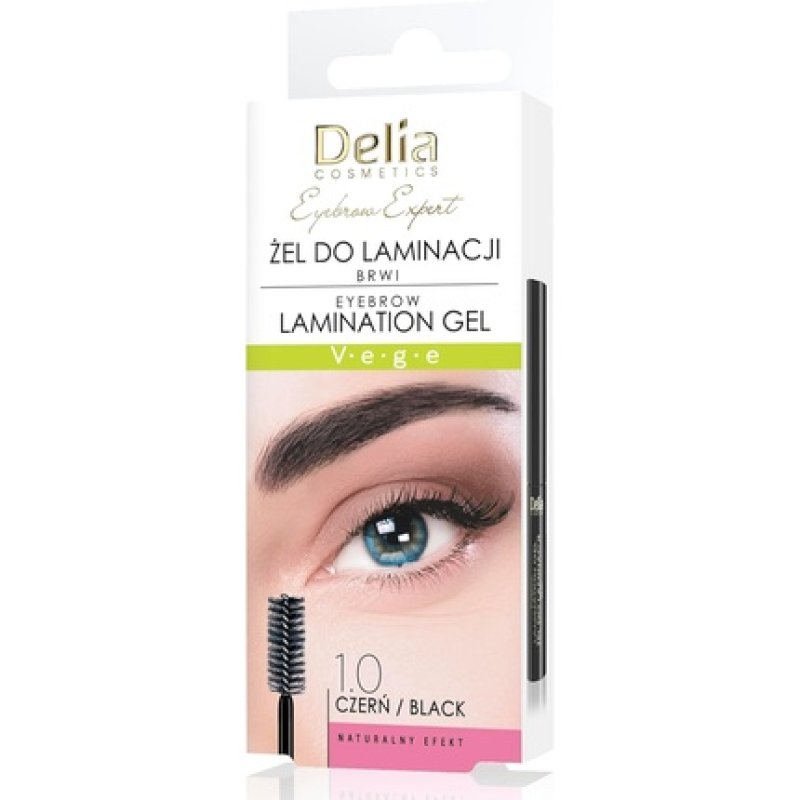 Delia Cosmetics Eyebrow Expert Lamination Gel Black Vegan Formula Brow Shape Fixation Color Enhancement Biotin Peptides