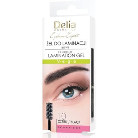 Delia Cosmetics Eyebrow Expert Lamination Gel Black Vegan Formula Brow Shape Fixation Color Enhancement Biotin Peptides