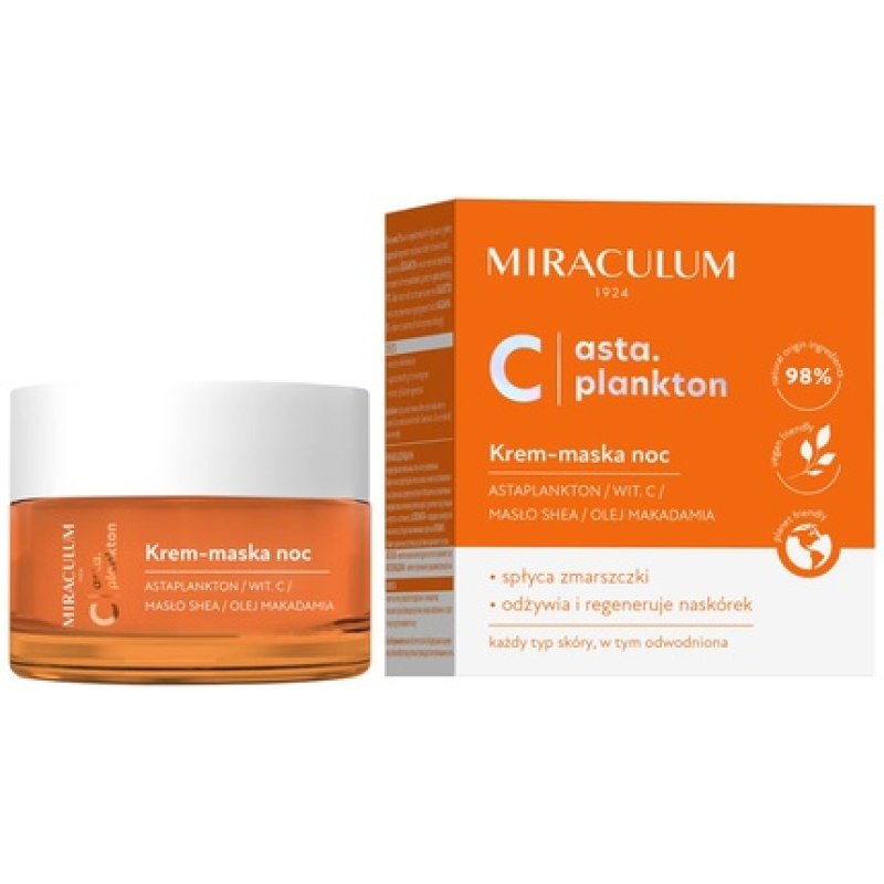 Miraculum Asta.Plankton C Cream Mask with Astaxanthin and Vitamin C Hydrolat from Orange 98% Natural Ingredients