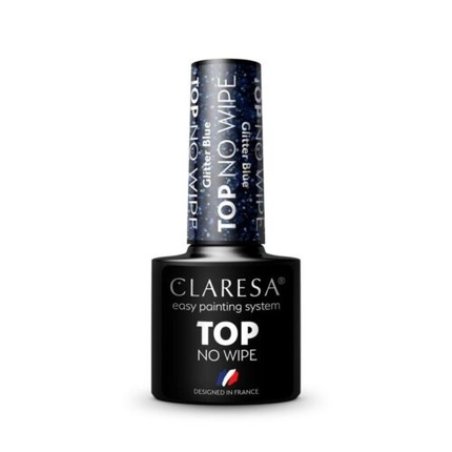 Claresa Top No Wipe Glitter Blue for UV Nail Polish 5ml