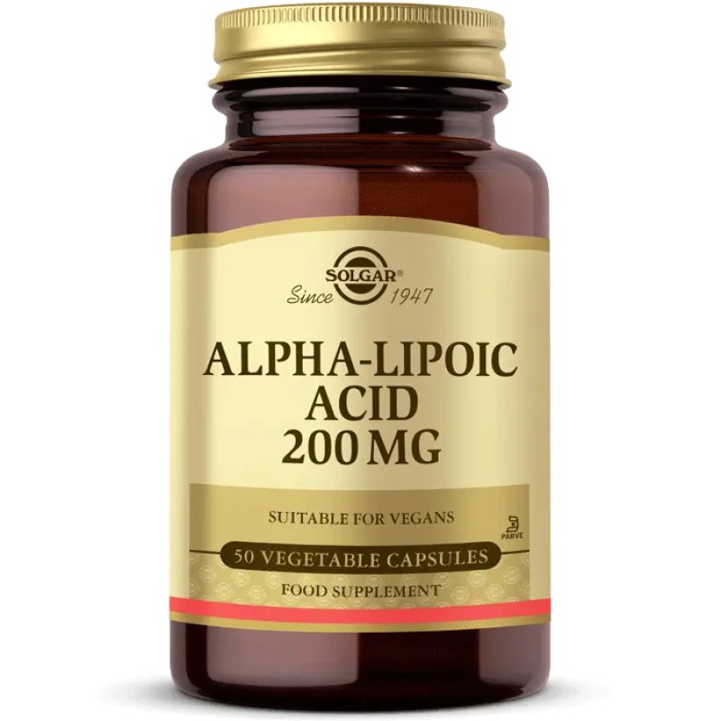 Solgar Alpha Lipoic Acid 200mg Vegetable Capsules Antioxidant 50 Count