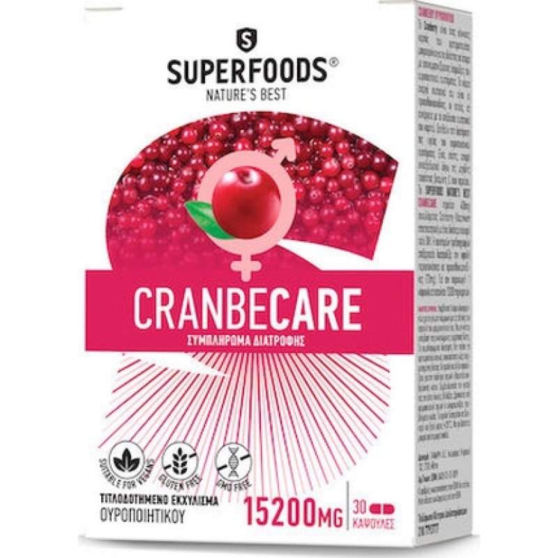 Superfoods Cranbecare Dietary Supplement For Urinary Tract Health 15200mg 30 Capsules