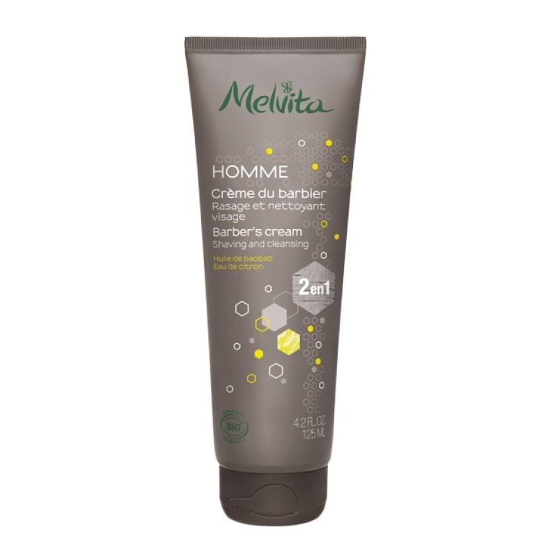 Melvita Organic Barber's Shaving and Cleansing Cream - Men Crème nettoyante Hommes 125 ml
