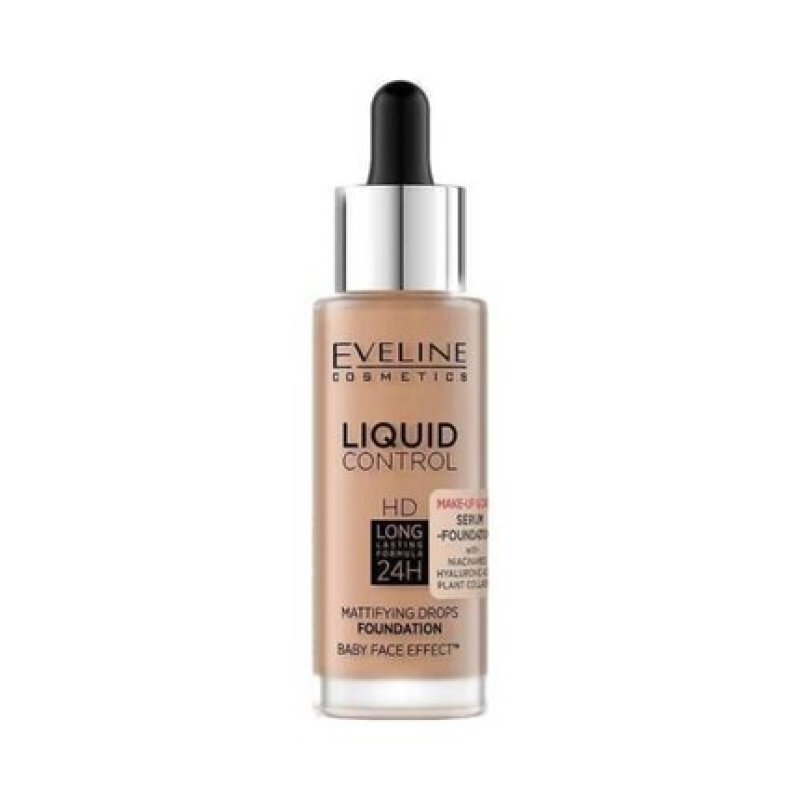 Eveline Liquid Control HD Foundation with Niacinamide Dropper No.060 Sunny Beige 32ml