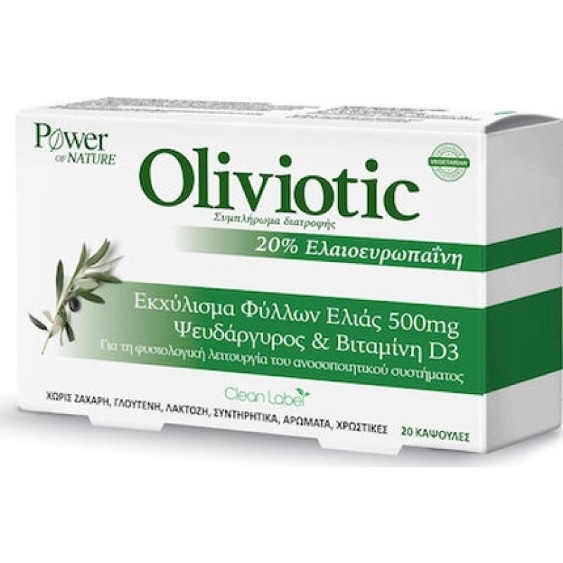 Power Health Oliviotic Supplement From Olive Leaf Extract Vitamin D3 And Zinc For Immune Support 20 Capsules