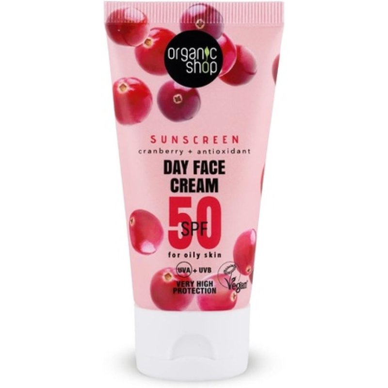 Organic Shop Sunscreen Day Face Cream 50 SPF for Oily Skin 50ml