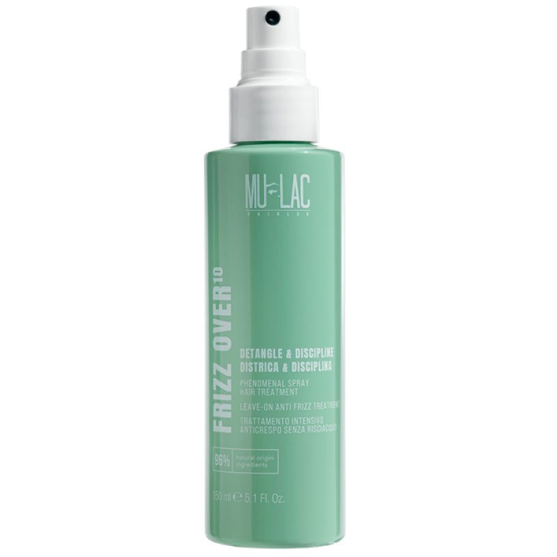 MULAC Frizz OVER10 Intensive Anti-Frizz Treatment without Rinse, Heat Protector, Detangling and Moisturizing, with