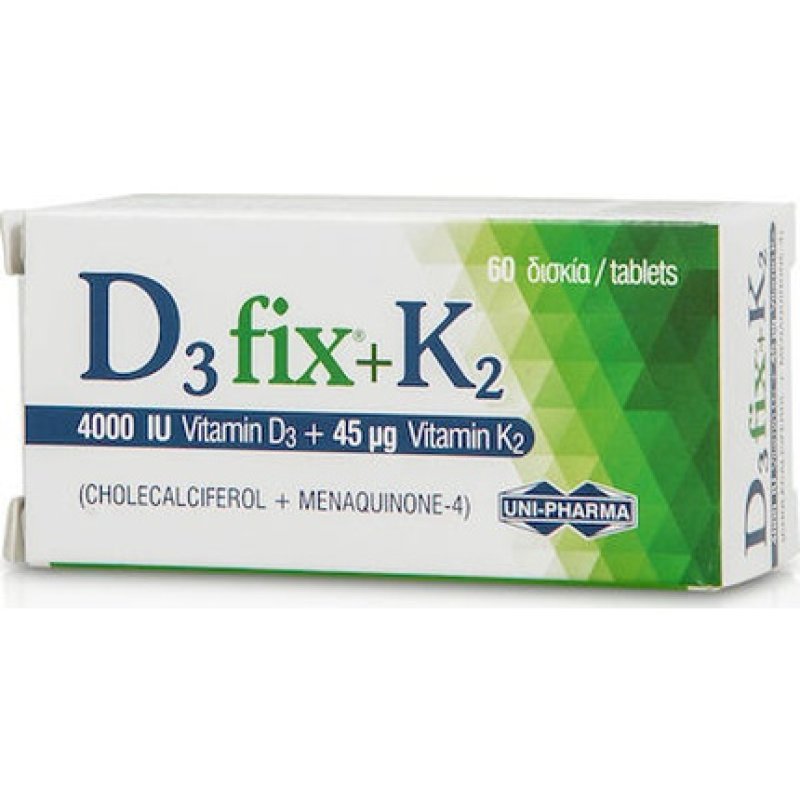 Uni-Pharma D3 Fix 4000 Iu K2 45 Mg Dietary Supplement - 60 Capsules