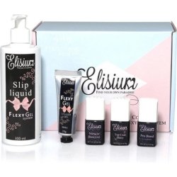 Elisium_Set Zestaw Startowy Flexy Gel Pro Bond Miracle Base Gel Top Coat Shiny Slip Liquid Gel Milky