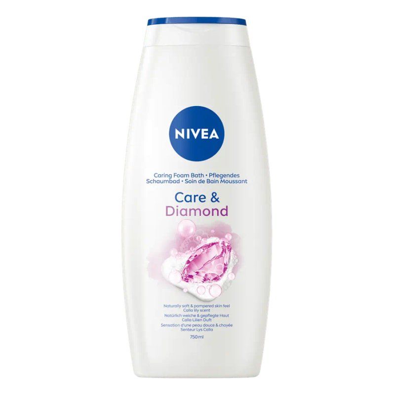 NIVEA Care & Diamond Shower Gel 750ml - Enriched with Vitamins C, E, and Nourishing Oils with Floral Scent of Calla
