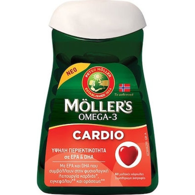 Moller's Omega-3 Cardio Dietary Supplement With Cod Liver Oil And Fish Oil - 60 Capsules