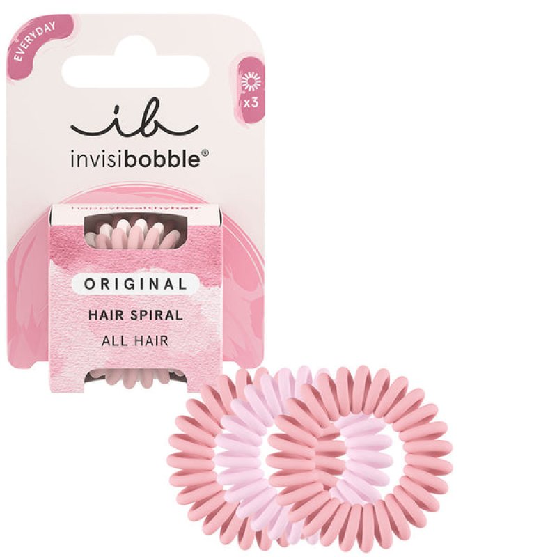 invisibobble Original Hair Scrunchies The Pinks 3 Spiral Hair Bobbles Matte Pink for Girls and Women