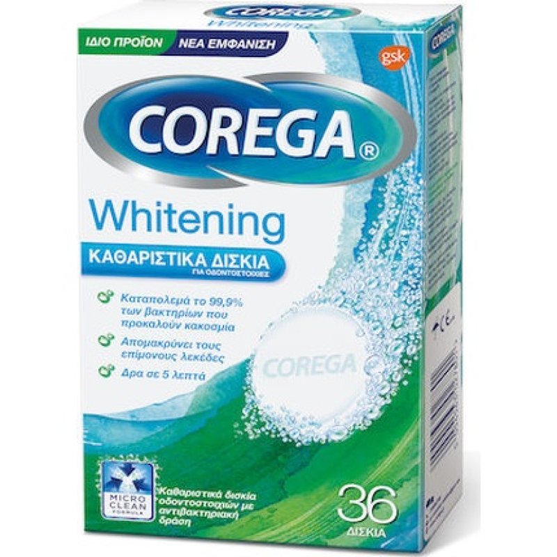 Corega Whitening Cleaning Tablets For Dentures - 36 Tablets