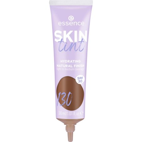 Essence SKIN Tint Makeup No. 130 Brown Moisturizing Natural Vegan Oil-Free UVA and UVB Filter SPF 30 Fragrance-Free 30ml