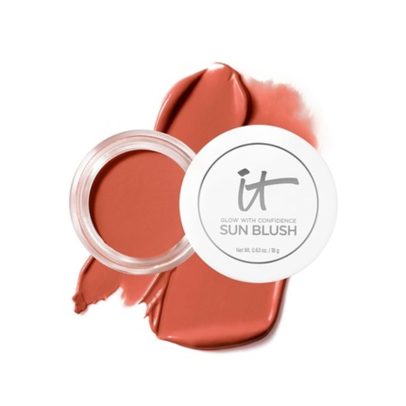 IT Cosmetics Glow with Confidence Sun Cream Blush Blendable Buildable Blush Bronzer Pop Sun-Blushed Color 0.63oz Medium