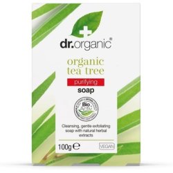 Dr Organic Tea Tree Soap Bar Natural Vegetarian Cruelty Free Paraben SLS Free Recyclable Packaging 100g