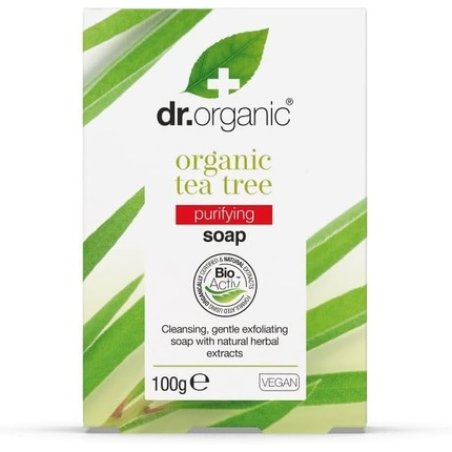 Dr Organic Tea Tree Soap Bar Natural Vegetarian Cruelty Free Paraben SLS Free Recyclable Packaging 100g