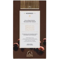 KORRES Argan Oil Colourant Ammonia Free Hair Colour Ash Blonde 7.1 100% Grey Hair Coverage & Vegan