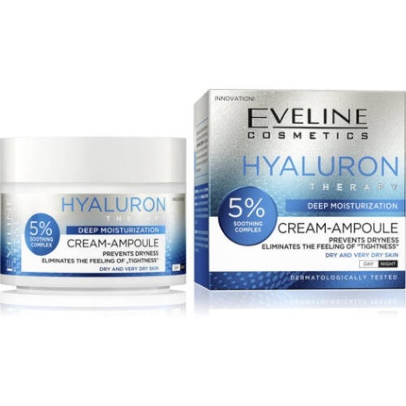 Eveline Hyaluron Deeply Moisturizing Cream-Ampoule 5% Soothing Complex 50ml