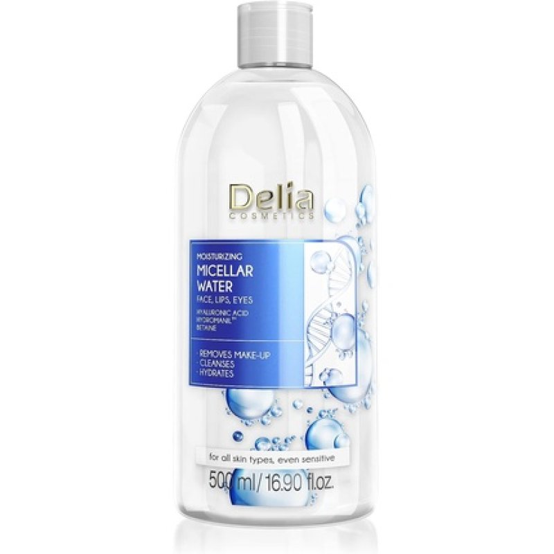 Delia Cosmetics Moisturizing Micellar Water Facial Cleanser with Hyaluronic Acid 500ml