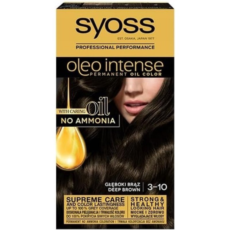 Syoss Oleo Intense Hair Dye with Permanent Coloring 3-10 Deep Brown Oils