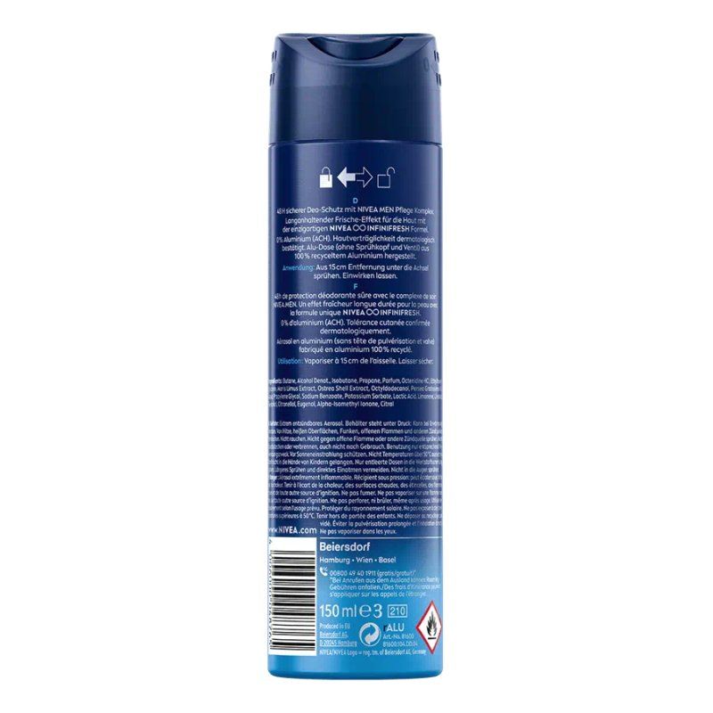 NIVEA Fresh Active Hommes Déodorant spray 150 ml