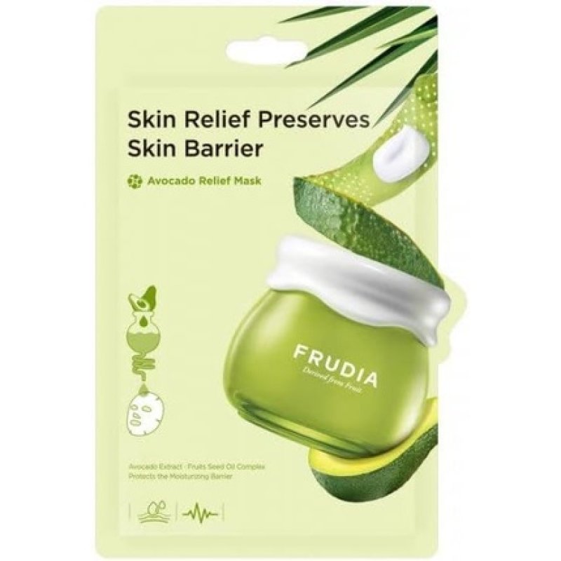 FRUDIA Soothing Avocado Relief Face Mask Fast Relief Line for Sensitive Skin Recovers Skin Vitality Moisturizes and