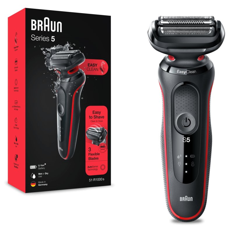 Braun Series 5 51-R1000s Electric Shaver Red