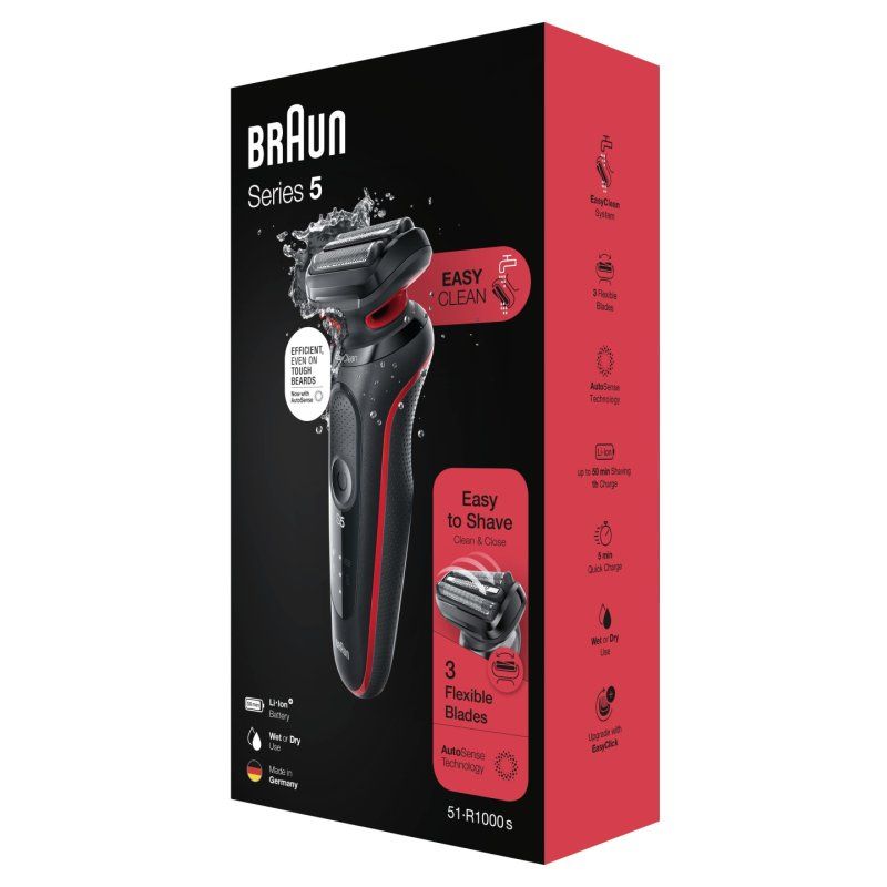 Braun Series 5 50-R1000s Foil shaver Black, Red