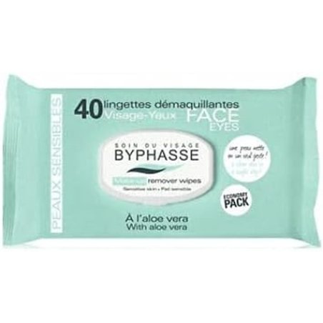 Byphasse Aloe Vera Sensitive Skin Makeup Remover Wipes 40 Count