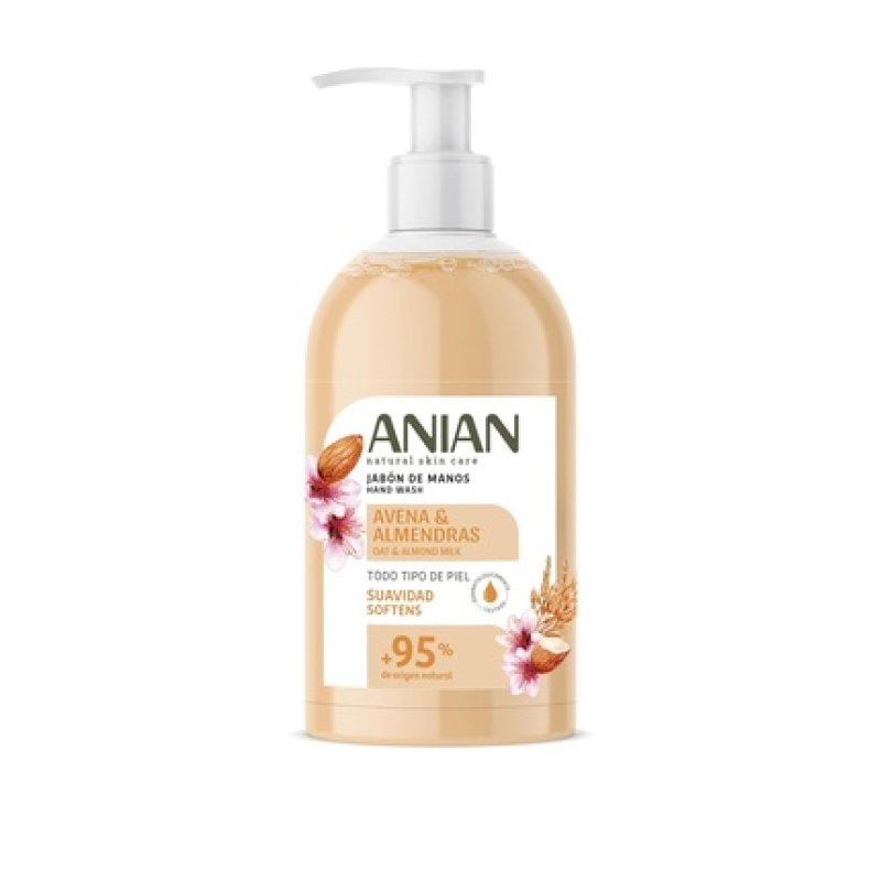 ANIAN Oat and Almond Hand Soap 500ml for Sensitive Skin with Oat and Almond Milk - 95% Natural Ingredients