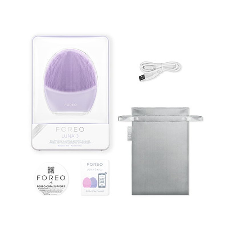 FOREO LUNA 3 Facial Cleansing Brush Sensitive Skin Anti Aging Face Massager Enhances Absorption of Facial Skin Care