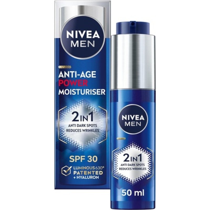 NIVEA MEN Anti-Age 2in1 Power Moisturizer with SPF 30 Luminous 630 and Hyaluronic Acid 50ml