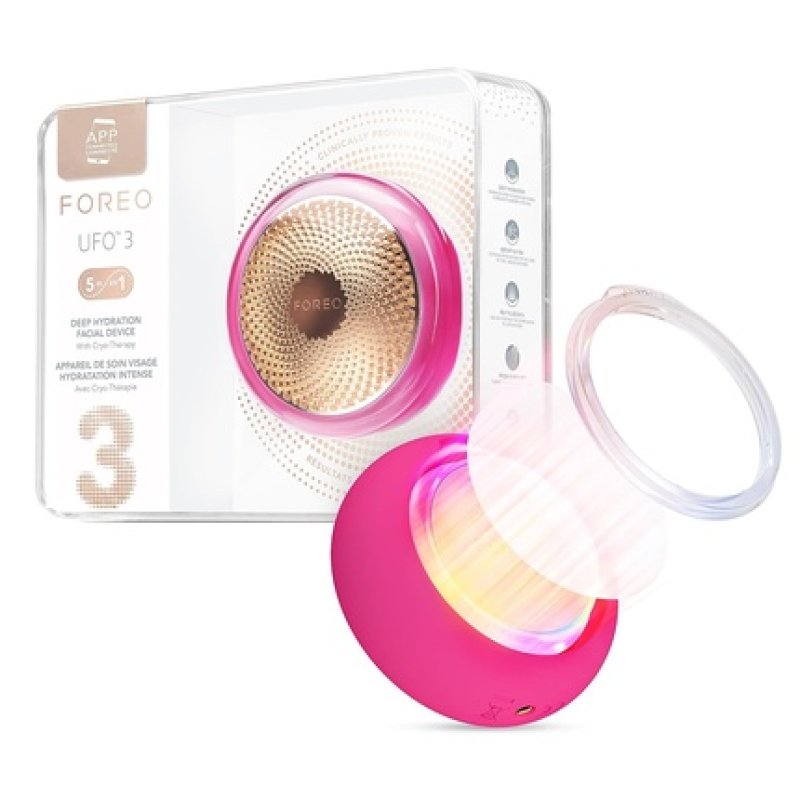 FOREO UFO 3 5-in-1 Full Facial LED Mask Treatment Deep Moisturizer Anti-Aging Face Mask Beauty Face Massager Fuchsia