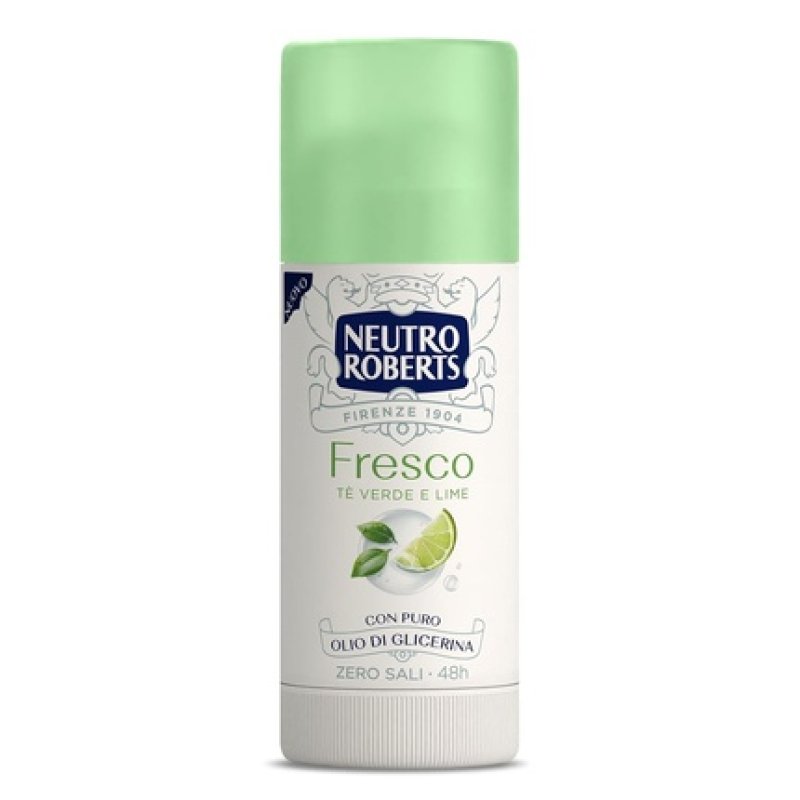 Neutro Roberts Deodorant Stick Fresh Green Green Tea and Lime Zero Aluminum Salts No Stains with Pure Glycerin Oil