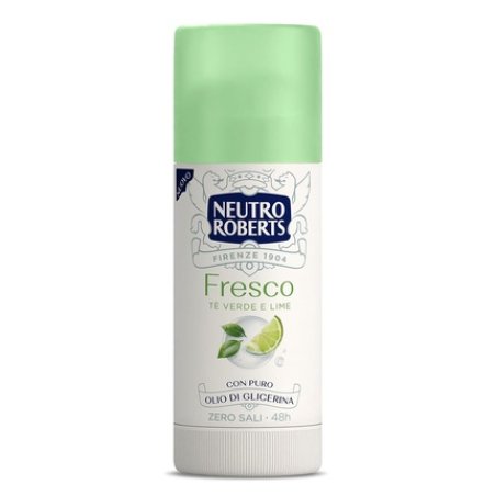 Neutro Roberts Deodorant Stick Fresh Green Green Tea and Lime Zero Aluminum Salts No Stains with Pure Glycerin Oil